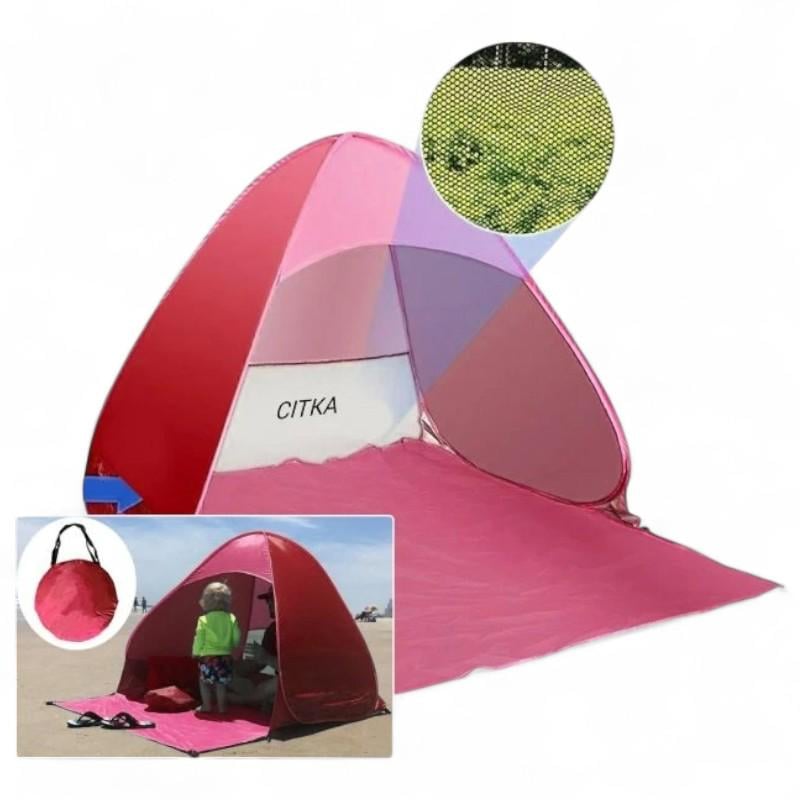 Палатка пляжная с дверью и защитой от ультрафиолета 150х165х110 см Розовый - фото 2 Палатка пляжная с дверью и защитой от ультрафиолета 150х165х110 см Розовый - фото 2