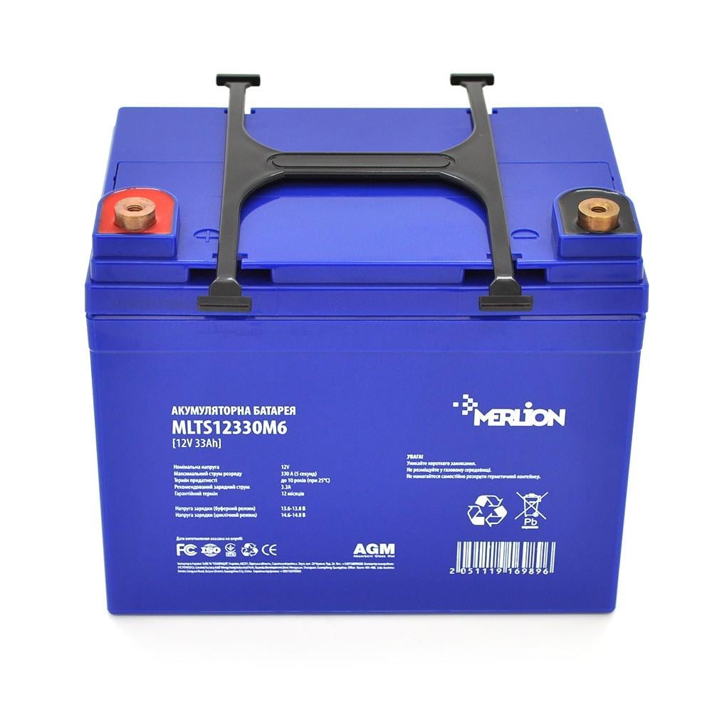 Батарея аккумуляторная MERLION EURO AGM MLTS12330M6 12 V 33 Ah Blue