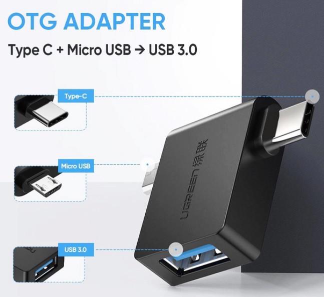 Адаптер UGREEN 30453 2in1 micro-USB/Type-C Черный (1861512458) - фото 3