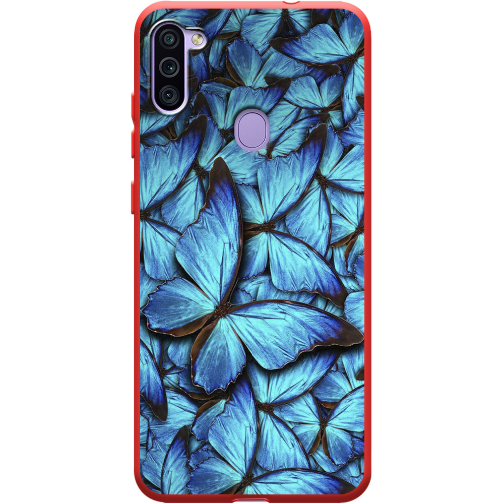 Чохол Boxface Samsung M115 Galaxy M11 Лазурні Метелики Червоний силікон  (39780-up1550-40327)