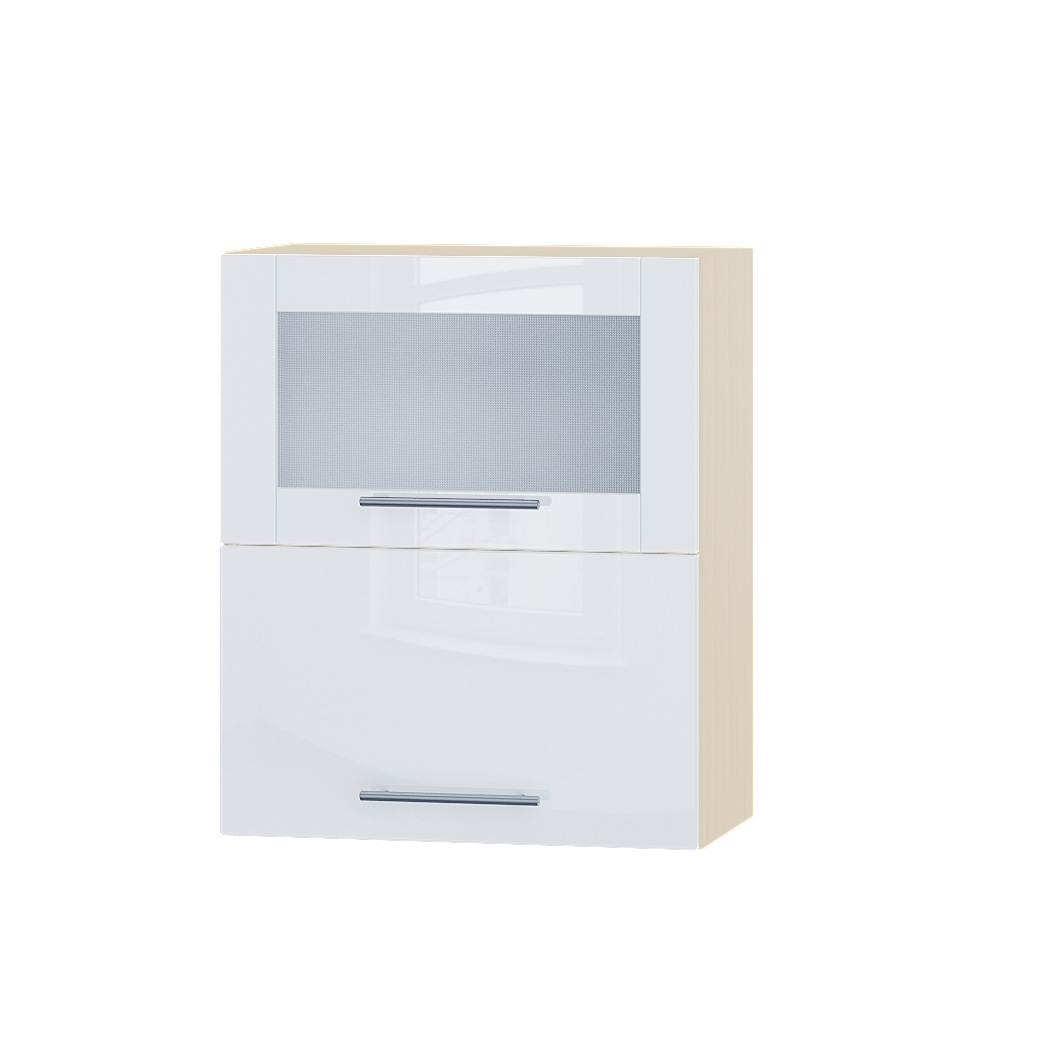 Шафа верхня Еверест Акріл модуль Верх вітрина ВВГ14-600 60х30х72 см Білий глянець/Дуб Молочний (04566)