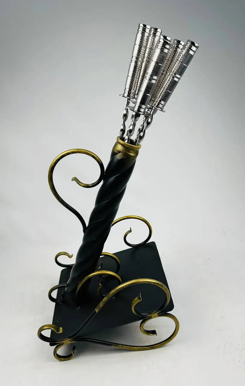 Набір шампурів на металевій підставці з вензелем Гармата з нержавіючої сталі (2-10-NB-5004) - фото 8 Набір шампурів на металевій підставці з вензелем Гармата з нержавіючої сталі (2-10-NB-5004) - фото 8