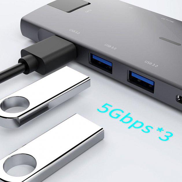 Концентратор USB-хаб Dynamode Dock-9-in-1-TypeC-HDMI-Mini-DP-USB3.0-RJ45 - фото 2