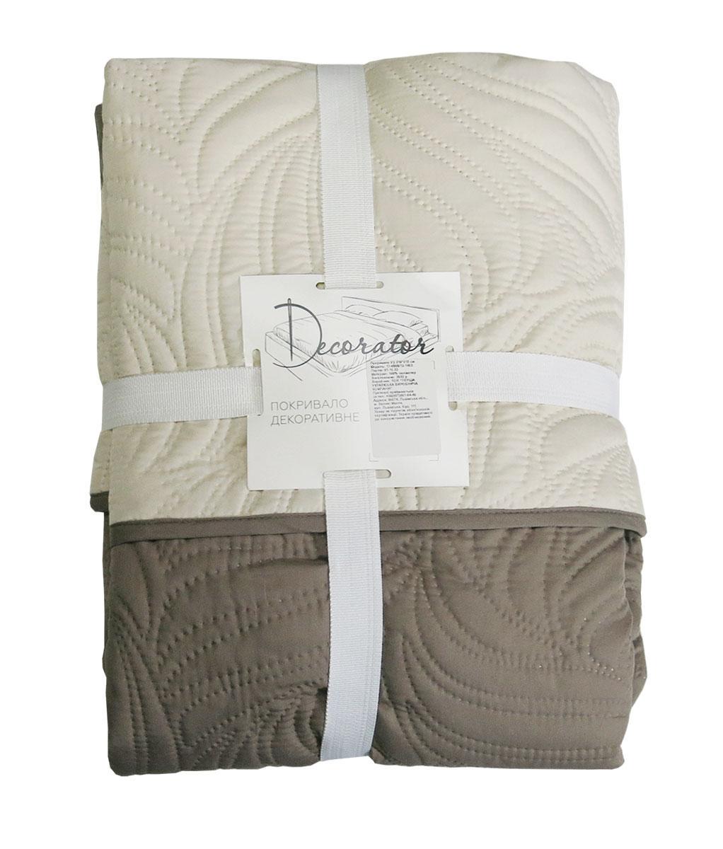 Покривало DECORATOR двостороннє Листя 210x215 см Капучино/Бежевий (25897964)