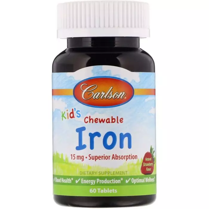 Железо детское Kid's Chewable Iron 15 мг вкус клубники 60 жевательных таблеток (CL55940)