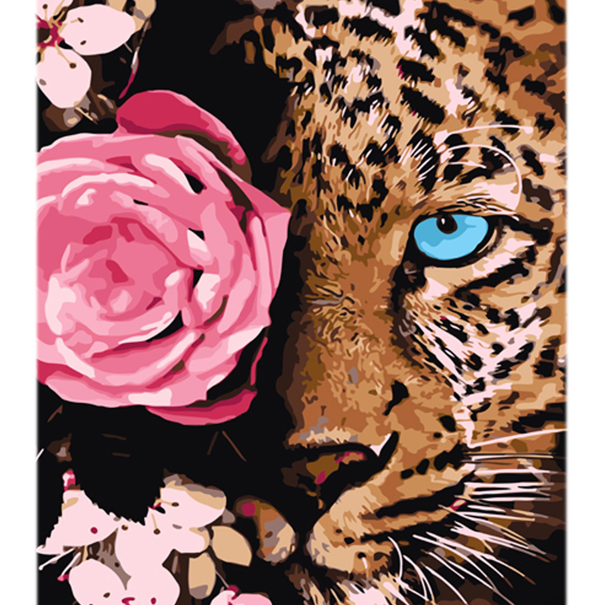 Картина по номерам Strateg Премиум Взгляд леопарда с лаком и уровнем 30x40 см (Str-LY64)