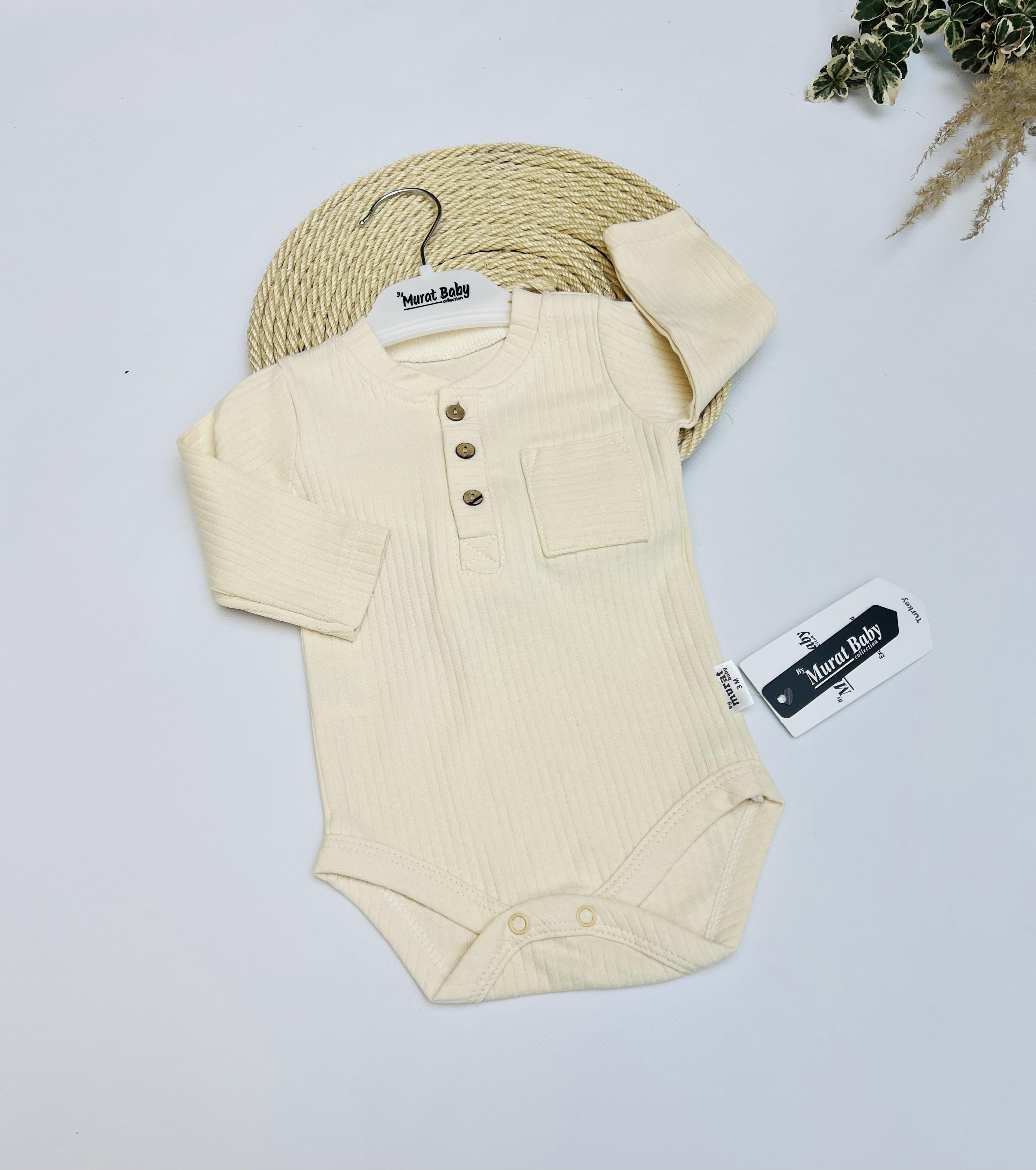 Боди для малышей рубчик с карманом