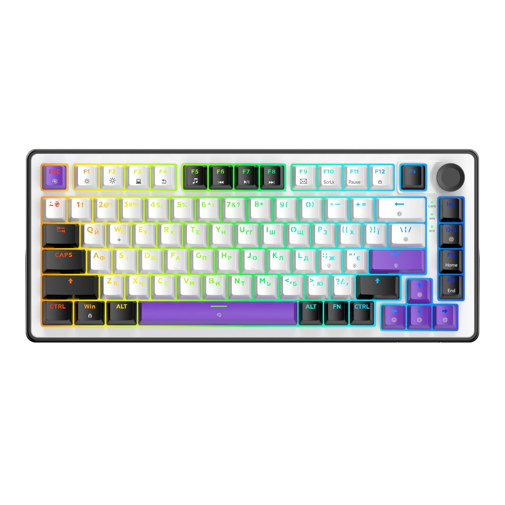 Клавиатура механическая игровая Hator Hellyberry HK75 75 клавиш USB Hellyberry Switch White/Violet (34618307)