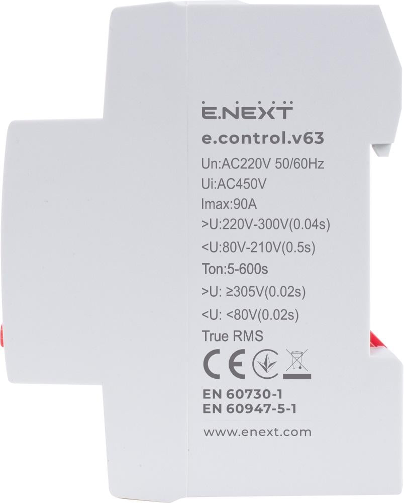 Реле контроля напряжения однофазное E.NEXT e.control.v63 63А с индикацией (p0690033) - фото 3 Реле контроля напряжения однофазное E.NEXT e.control.v63 63А с индикацией (p0690033) - фото 3