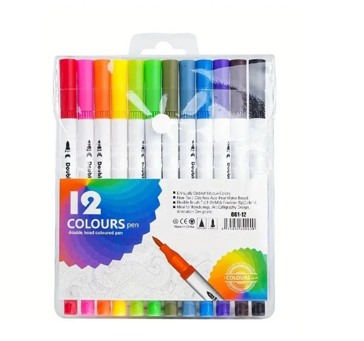 Маркер-ручка двухсторонняя WW01701ST Rainbow 12 цв.