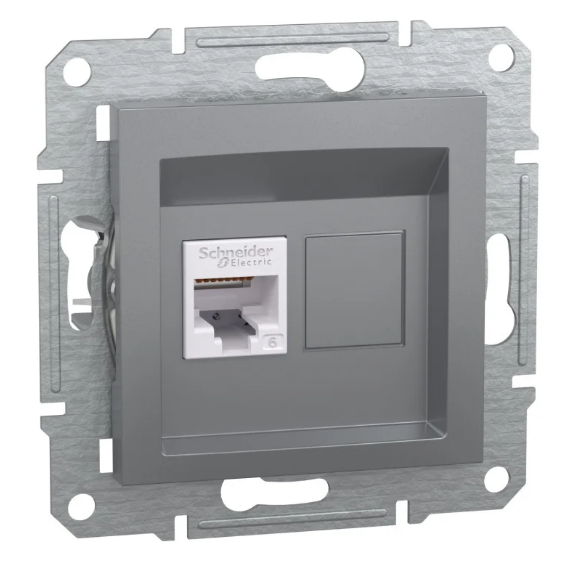 Розетка компьютерная Asfora Schneider Electric 6e UTP сталь (28426611)