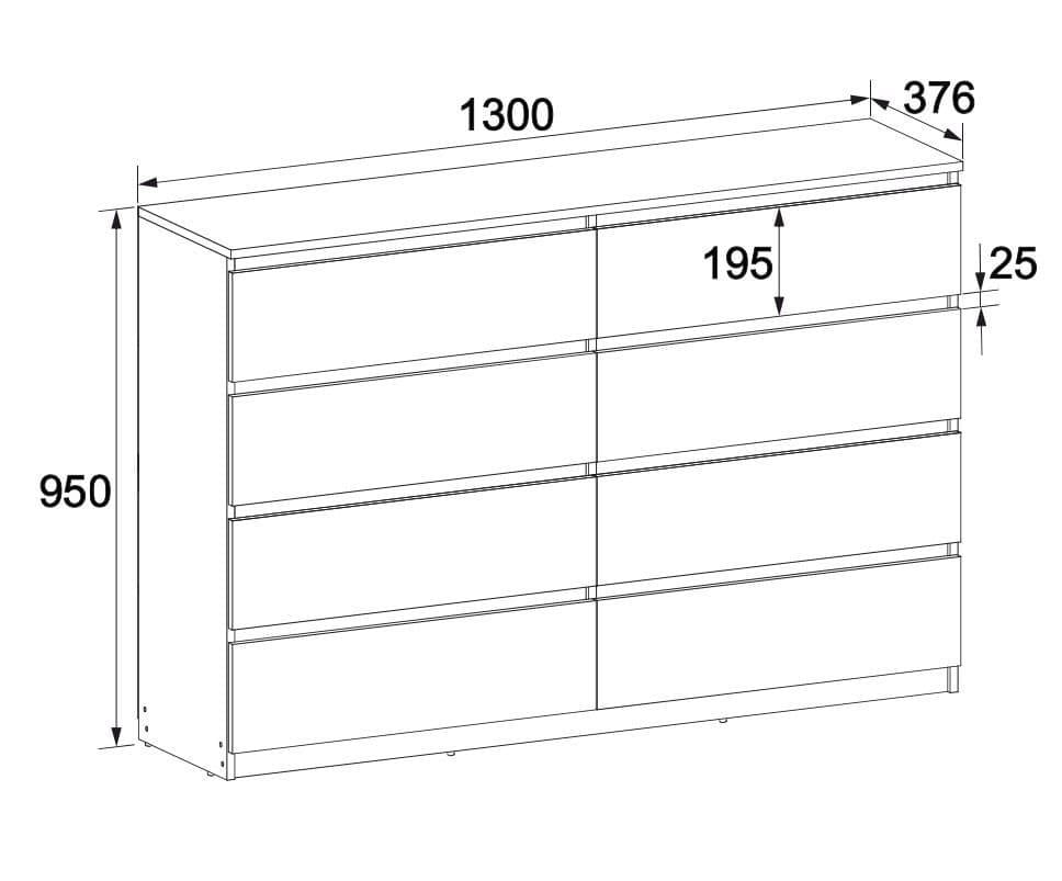 Комод Мастер Форм Брайт ДСП телескопические направляющие полного выдвижения 1300х376х950 мм Белый (20101) - фото 3 Комод Мастер Форм Брайт ДСП телескопические направляющие полного выдвижения 1300х376х950 мм Белый (20101) - фото 3