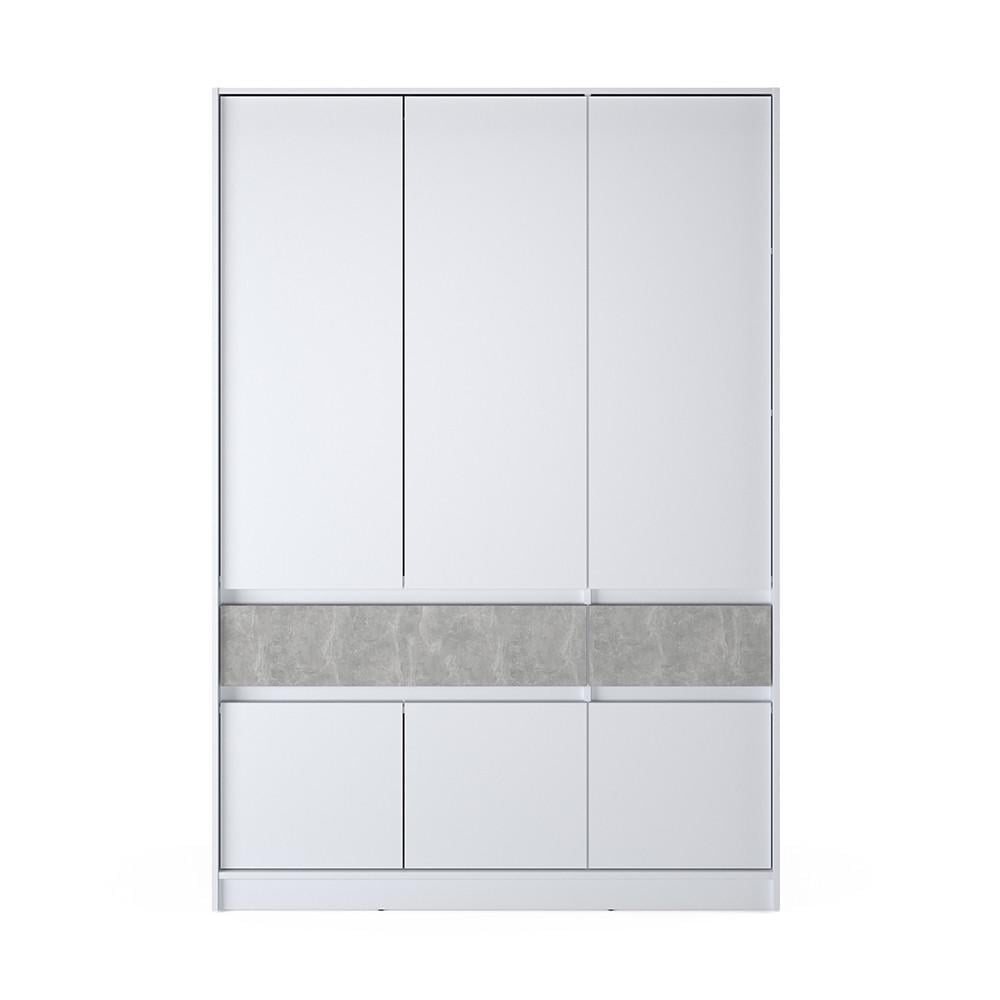 Шафа розпашна Эверест Стайл-1400 з висувними шухлядами полиці-штанга 140х53х203 см Німфея Альба/Бетон