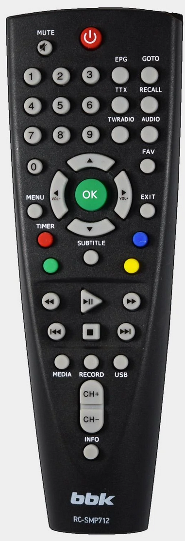 Пульт для DVB-T2 тюнера BBK RC-SMP712 (1881)