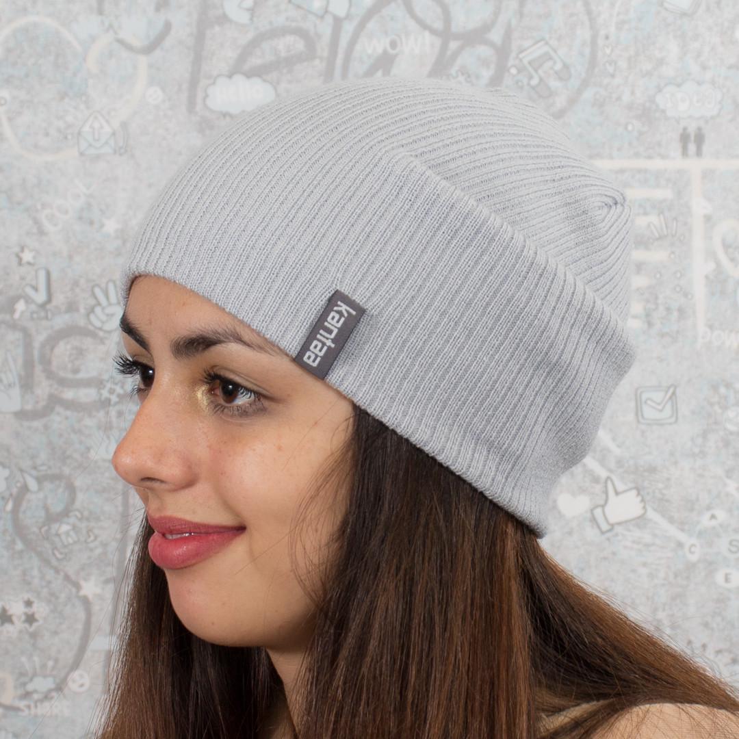 Женская вязаная шапка Кahta Fashion Hat р. 50-60 Светло-Серый (OC-476)
