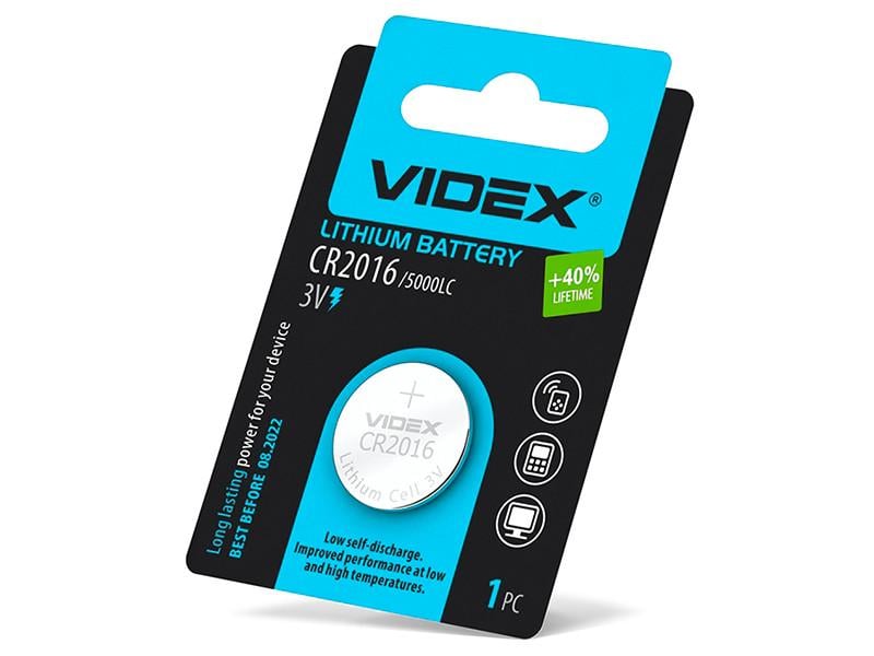 Батарейка литиевая Videx CR2016 Blister Card 1 шт. (8442) Батарейка литиевая Videx CR2016 Blister Card 1 шт. (8442)