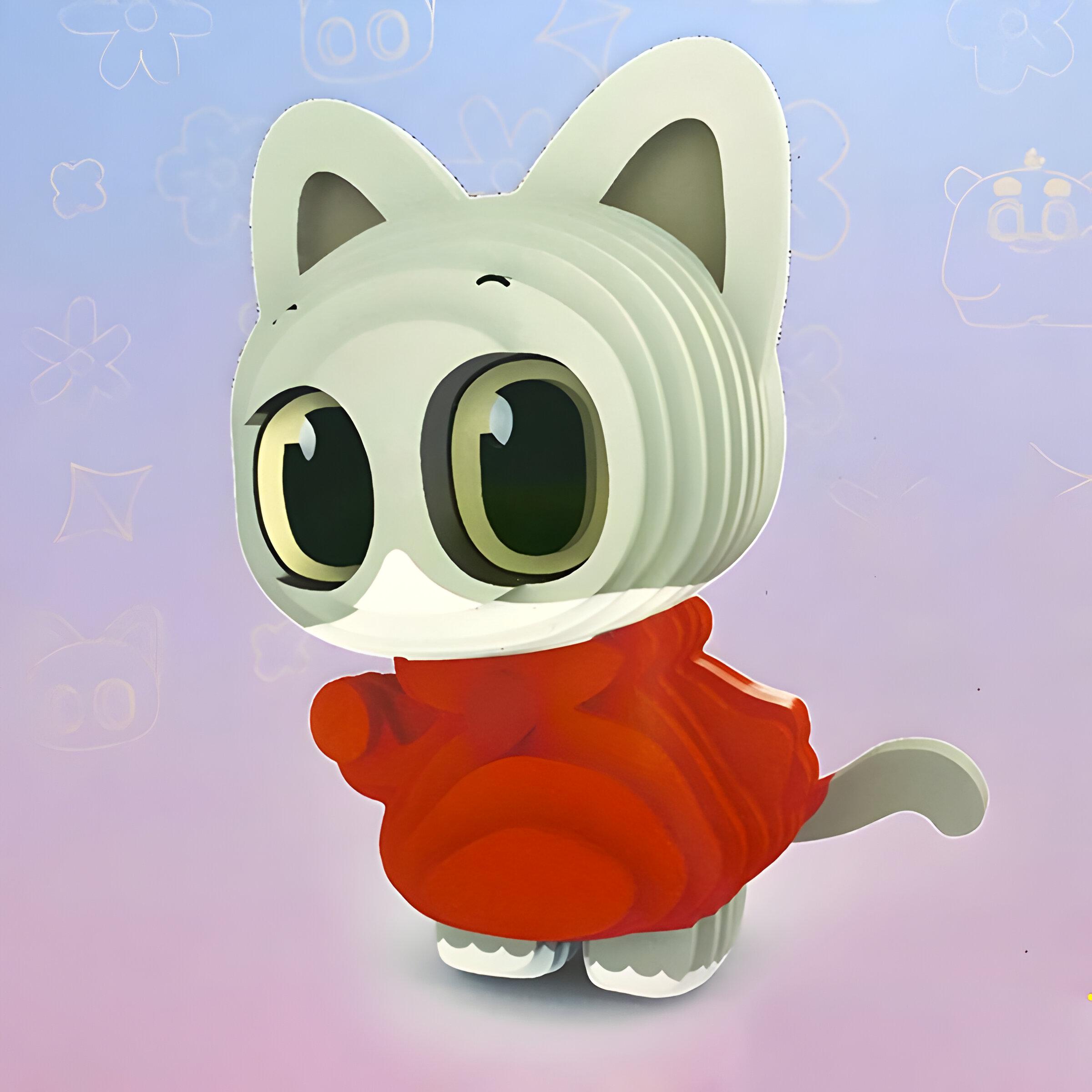 Конструктор 3D-пазл картонний Котик у светрі (Zx-010) - фото 4