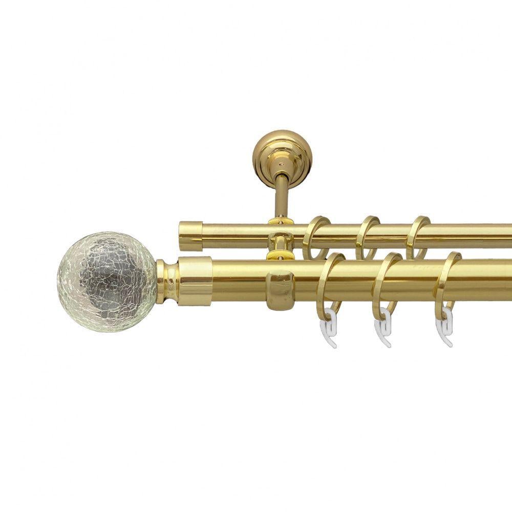 Карниз металлический Orvit Сепия двухрядный открытый/гладкая труба/кольцо фасонное металлическое Золото 25/16 мм 200 см (7035450)