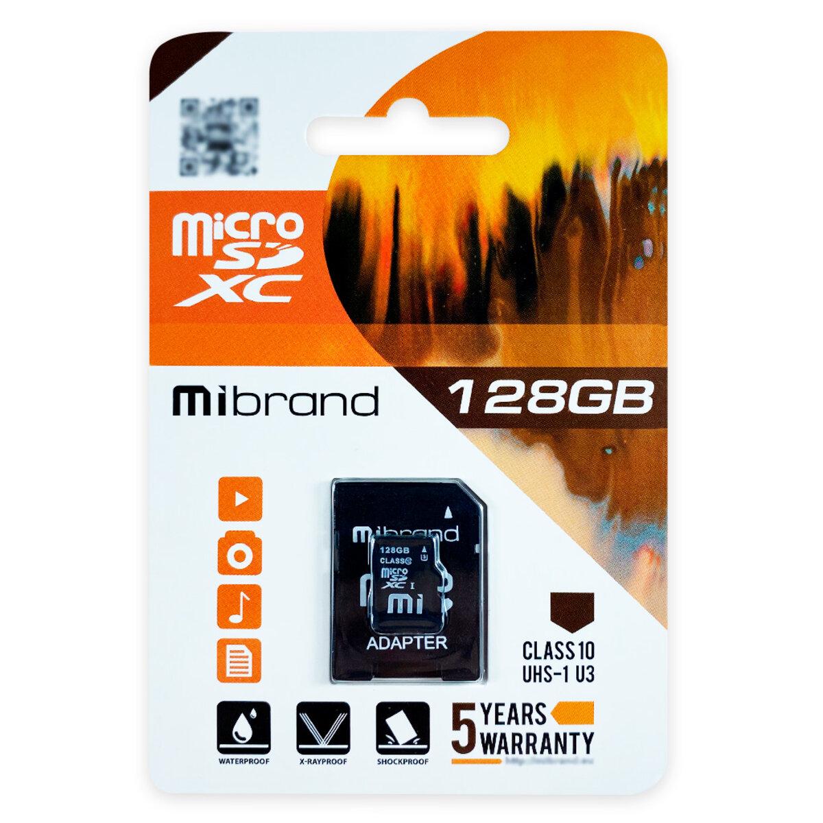 Картка пам'яті Mibrand Class 10 Adapter Sd 128 Gb