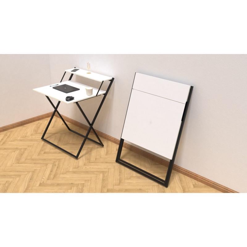 Стіл трансформер Ferrum-decor Kompakt 2 метал/ДСП 16 мм Чорний/Білий (FRD-104690) - фото 3