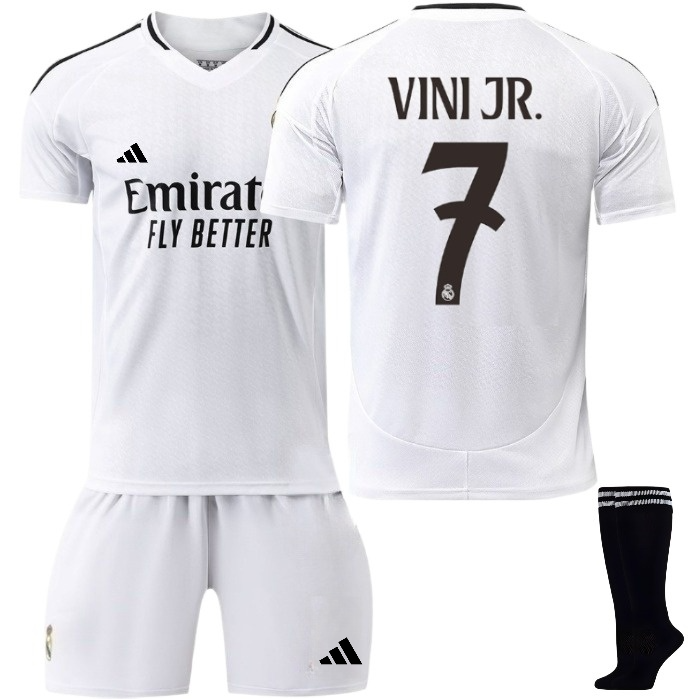 Футбольная форма детская VINI JR. 7 Реал Мадрид гетры р. 34-38 черный/сезон 24/25 р. 176 155-165 см Белый (30473619)