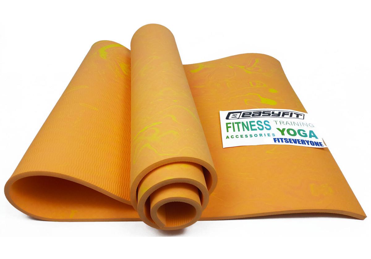 Килимок для йоги та фітнесу EasyFit PER Premium Mat з чохлом 8 мм Помаранчевий (EF-1930s-1-O) - фото 2