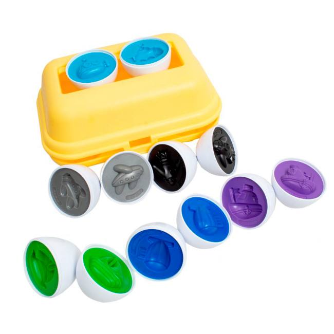 Игрушка-сортер развивающая Fun Game MDX333-9 сортировочные яйца для моторики монтессори 6 шт. в лотке Транспорт (2906842324)