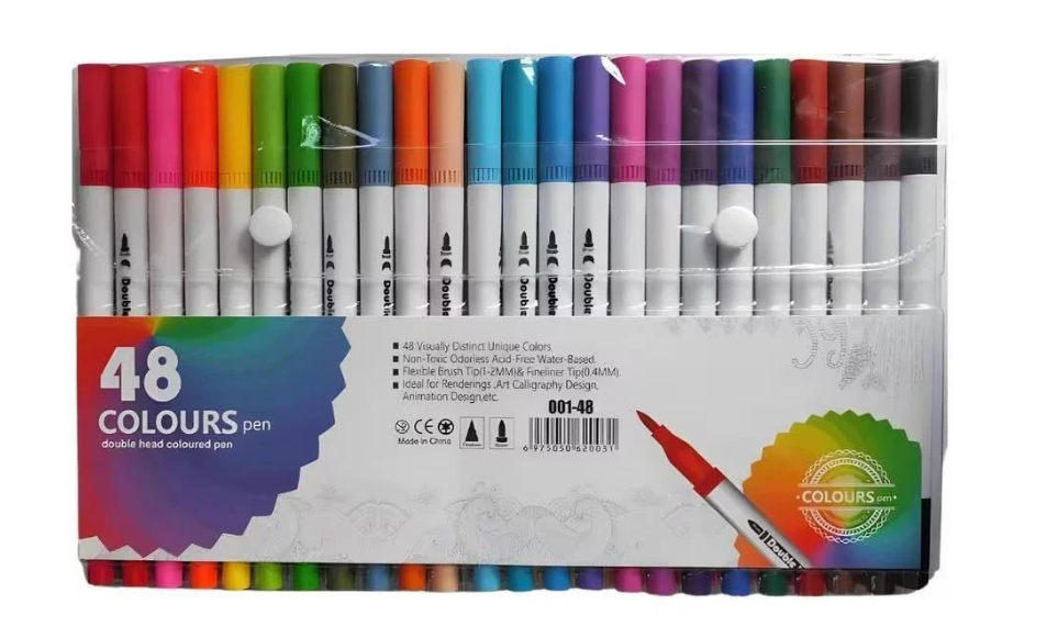 Маркер-ручка двухсторонняя WW01706ST Rainbow 48 цв.