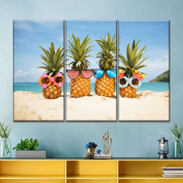 Модульная картина KIL Art Ананасовое настроение из трех частей 128x81 см (M3_L_49)