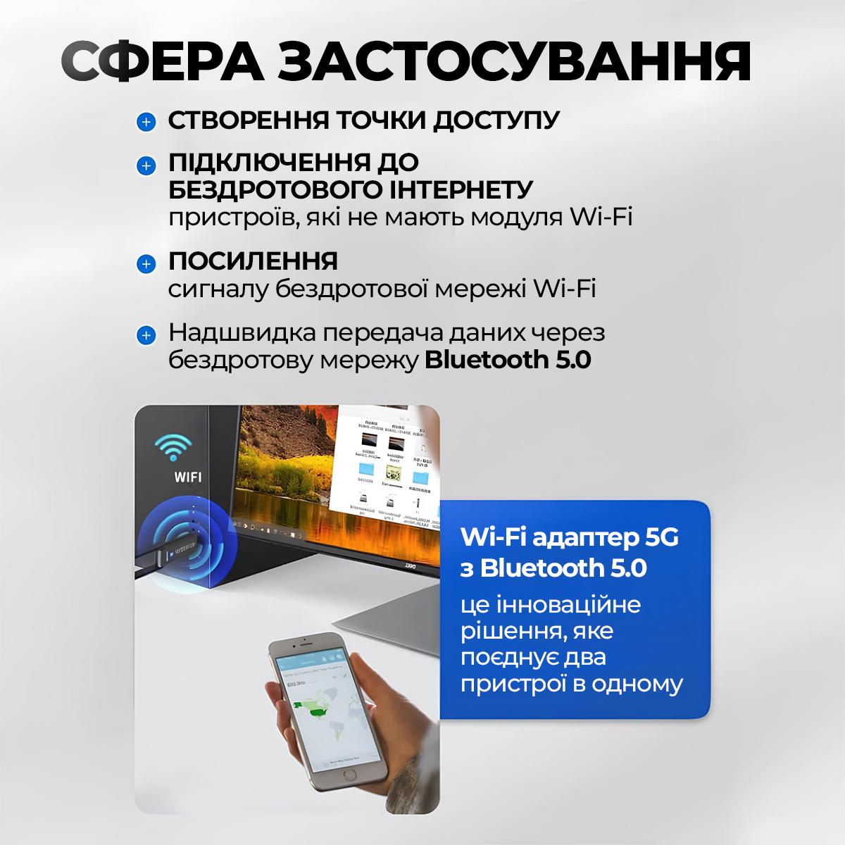 Адаптер бездротовий Wi-Fi Kayfovo WA-1300 USB 3.0 Wi-Fi/Bluetooth 5.0/Wifi ресівер 802.11 ac/a/b/g/n 2.4G/5G 1300 Мбіт/с (29036) - фото 7 Адаптер бездротовий Wi-Fi Kayfovo WA-1300 USB 3.0 Wi-Fi/Bluetooth 5.0/Wifi ресівер 802.11 ac/a/b/g/n 2.4G/5G 1300 Мбіт/с (29036) - фото 7