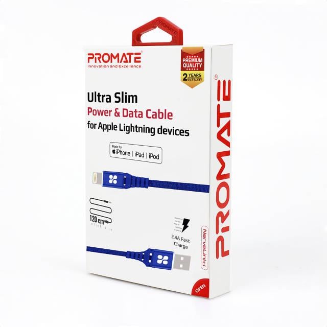 Кабель Promate NerveLink-i USB-Lightning 2.4А 1,2 м Blue - фото 6