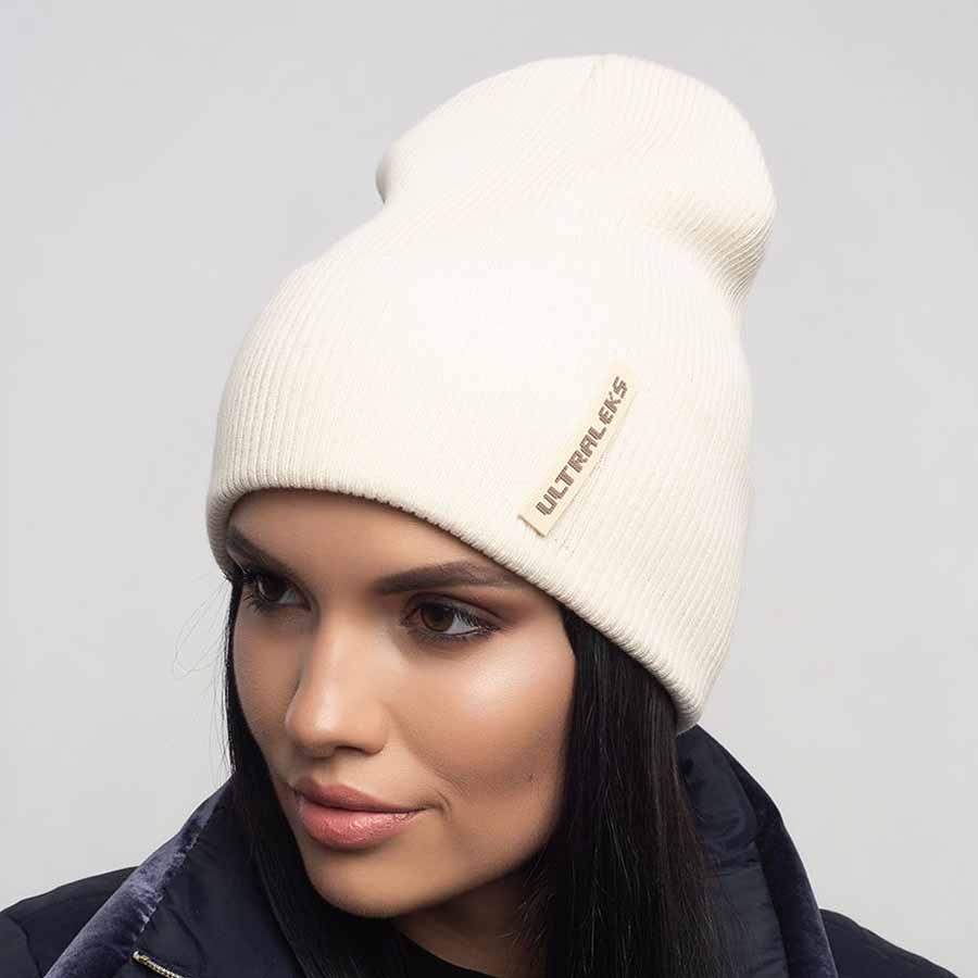 Шапка Leks Слалом демісезонна з відворотом Карамельний