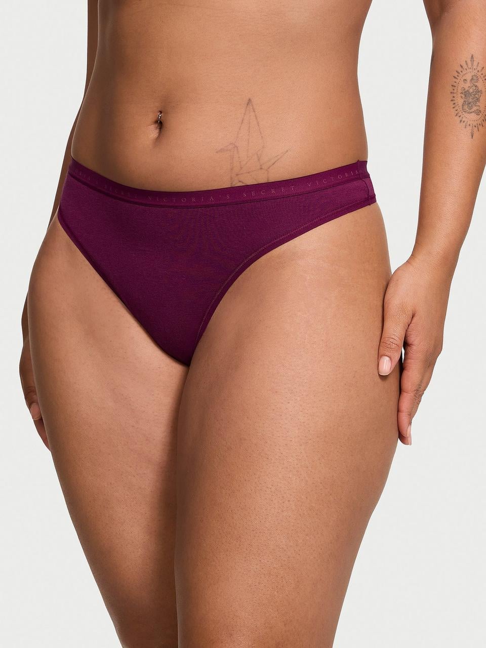 Трусики женские Victoria's Secret Stretch Cotton Thong M Бордовый (2361820202)