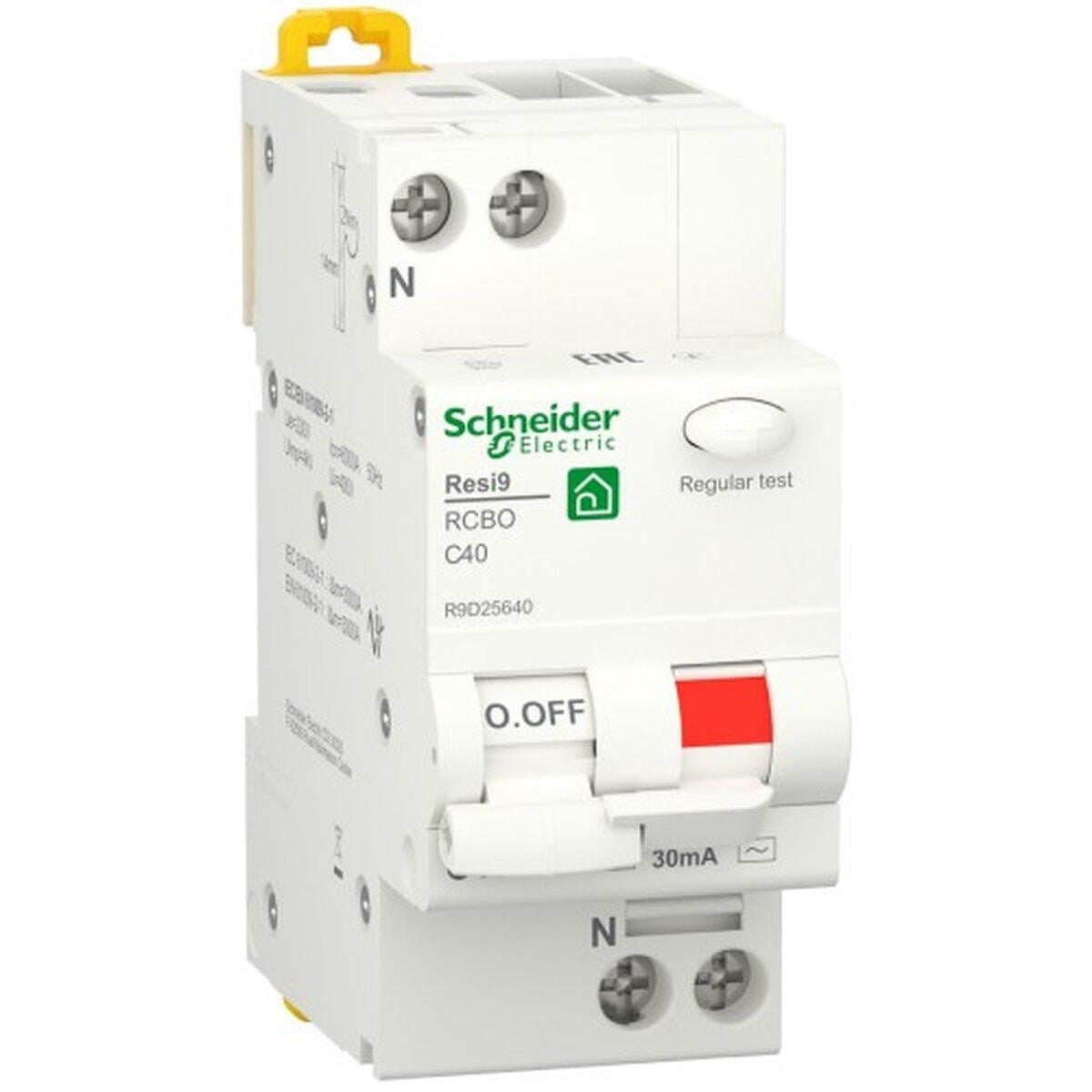 Автомат дифференциальный 1P+N 40A RESI9 C 30 mA АC 6kA Schneider R9D25640 (SW-106685)