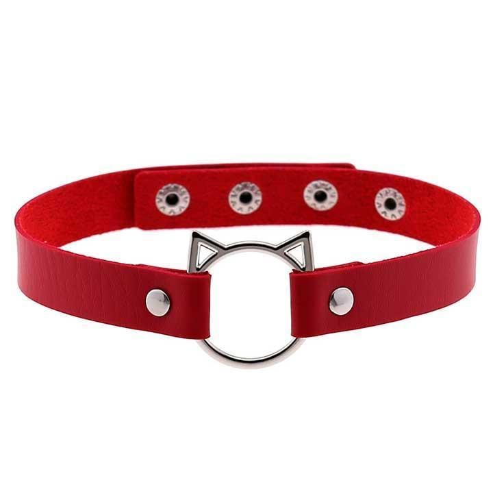 Нашийник з образом кішечки Червоний (K0375-2)