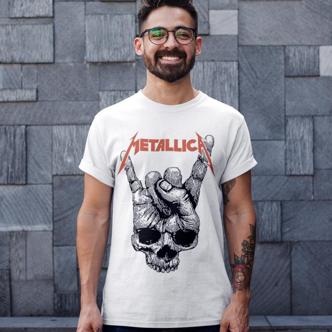 Футболка унисекс Metallica Skull Sign of the Horns S Белый (00000001584)