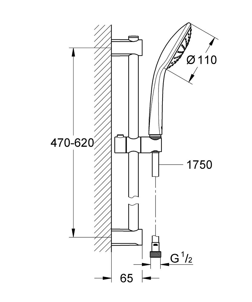 Душевой комплект со штангой Grohe Vitalio Joy 27322000 Хром (149450) - фото 2