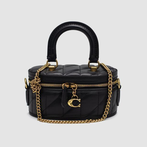 Женская сумка кожаная Coach Trail Crossbody 17 With Pillow Quilting Black/Gold Женская сумка кожаная Coach Trail Crossbody 17 With Pillow Quilting Black/Gold