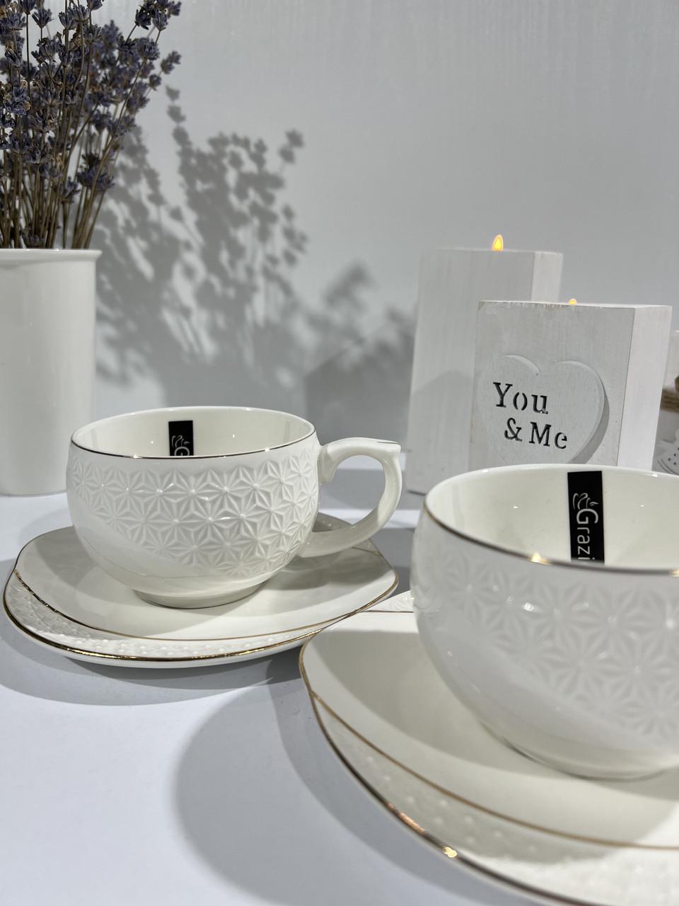 Чашка порцелянова Interos Снігова Королева з блюдцем 240 мл Білий (508610-А) - фото 2 Чашка порцелянова Interos Снігова Королева з блюдцем 240 мл Білий (508610-А) - фото 2