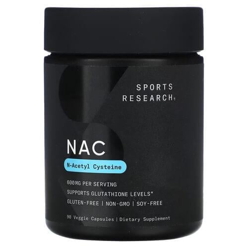 Добавка N-ацетил-L-цистеин Sports Research NAC 600 мг 90 Veggie Capsules (SRE-09156)