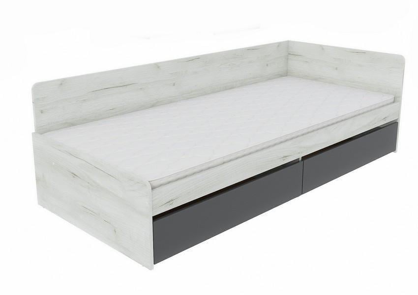 Кровать с ящиками Эверест 800 сплошной щит 80x190 см Крафт белый/Графитовый (ЕВ20739.27)
