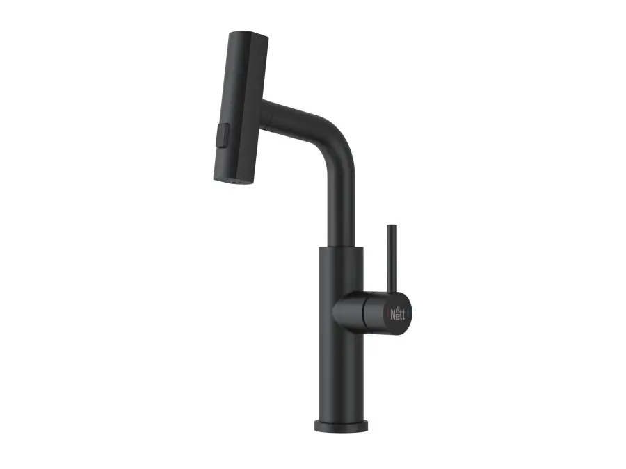 Змішувач для кухні Nett LB-35 з висувною лійкою Чорний (NET-033020)
