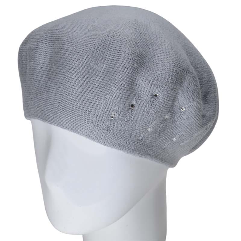 Берет женский Lirus Бисер двойной тонкой вязки Серо-голубой (119228)