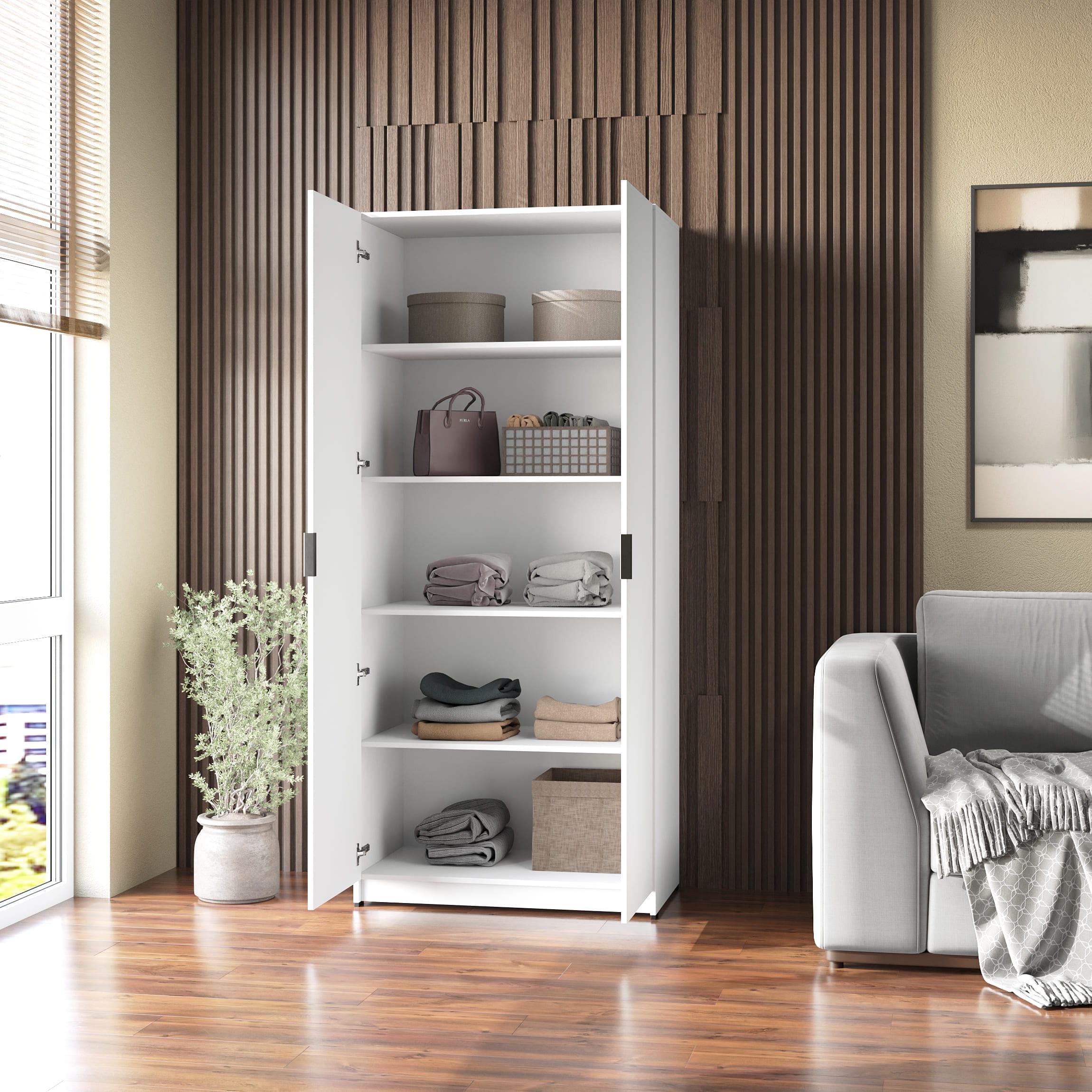 Шкаф распашной на 5 полок 205,5х90х50 см Белый (380407)