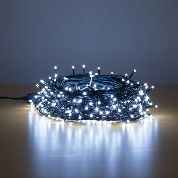 Гирлянда сетевая Бахрома уличная 50 м 840 LED диодов от сети черный провод цвет света Белый (50MBW)