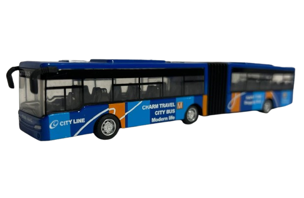 Автобус металлопластиковый с инерцией 1:64 Синий (1354)