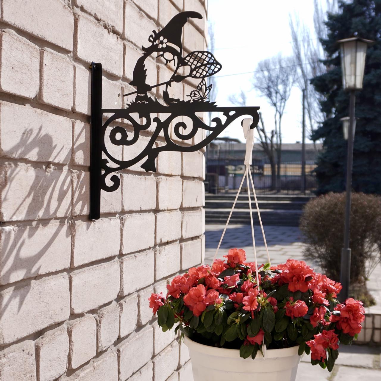 Кронштейн Гном для кашпо с цветами метал Черный (Б006) - фото 10