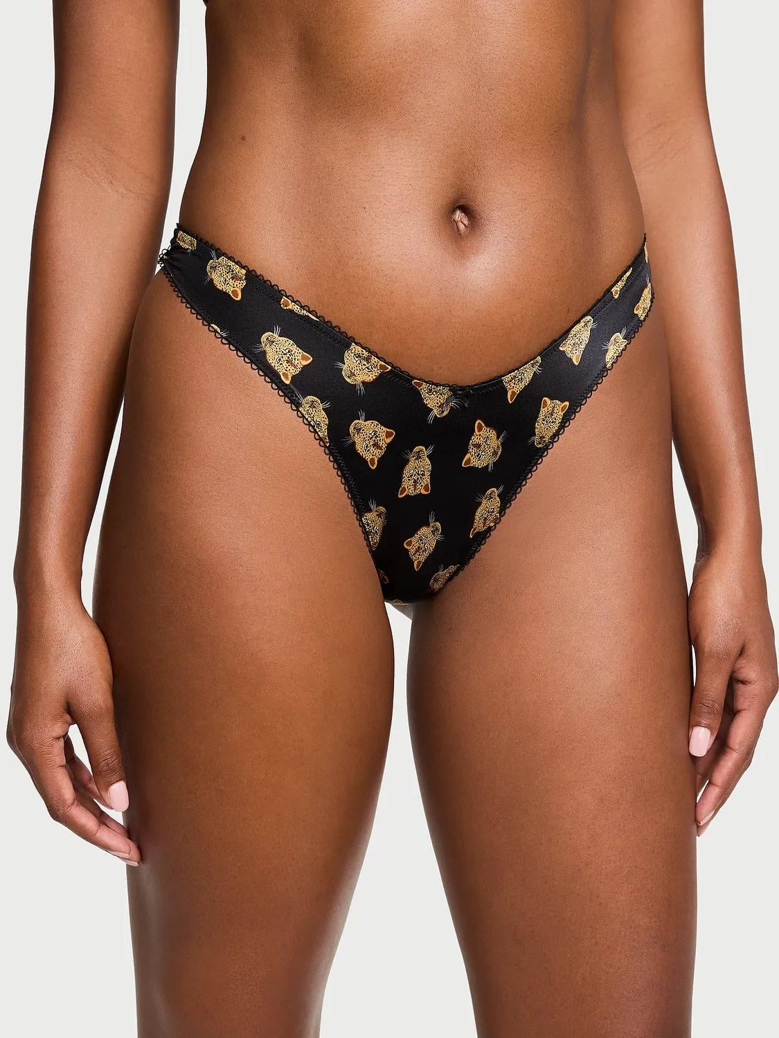 Трусики стринги Victoria's Secret Very Sexy Printed High-Leg Thong Panty M Черный (26876298)