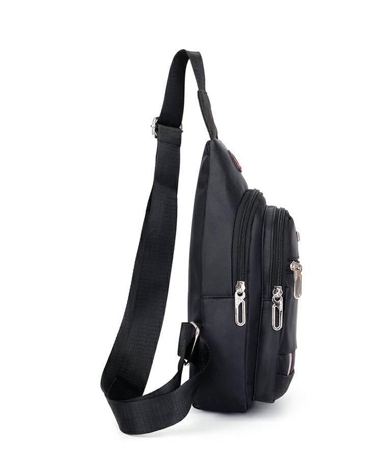 Бананка мужская сумка через плечо с выходом для наушников Черный (A_10256)