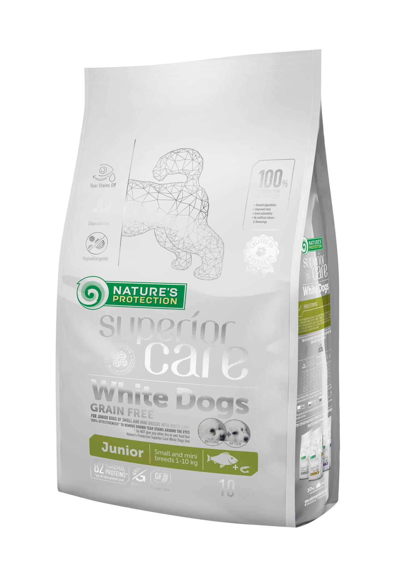 Сухой корм Superior Care White Dogs Grain Free Junior Small and Mini Breeds для щенков малых пород с белой расцветкой шерсти 10 кг - фото 1 Сухой корм Superior Care White Dogs Grain Free Junior Small and Mini Breeds для щенков малых пород с белой расцветкой шерсти 10 кг - фото 1
